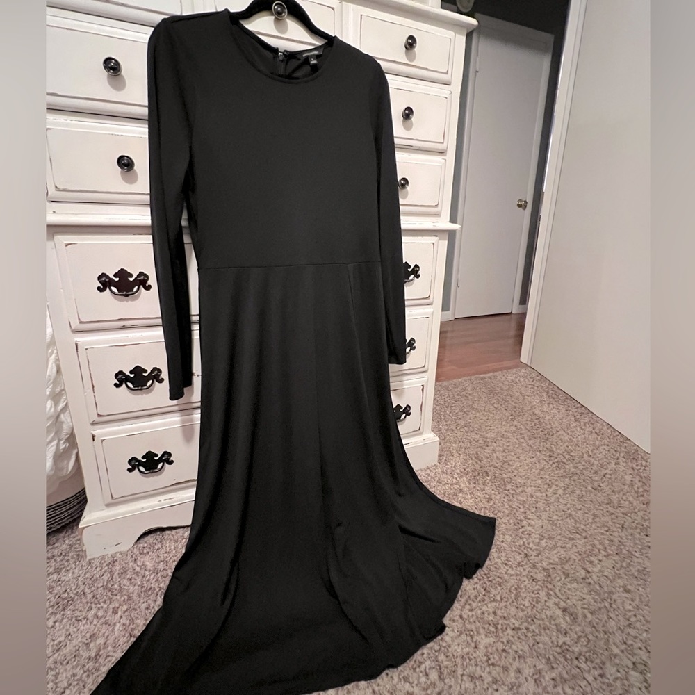 Banana Republic Black Long Sleeve Midi Dress